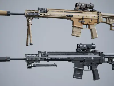 Modular tactical sniper MK 16 FN SCAR-L Low-poly 3D model