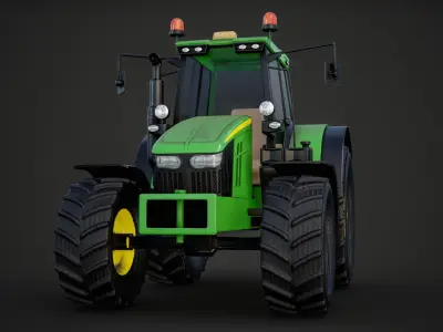 Modern Heavy Agriculture Tractor Green PBR Low-poly 3D model