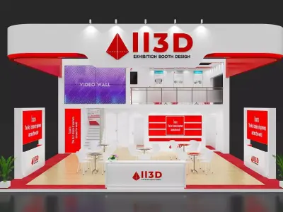 Exhibition Stand Stall Three Side Open 12X9 3D model