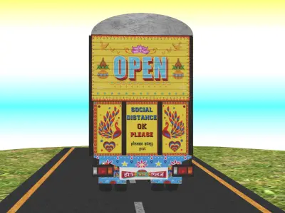 Indian Truck Model 2 Low-poly 3D model