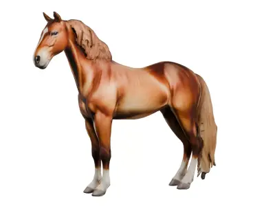 Realistic 3D Horse Model High-Quality Textured  Game Ready Low-poly 3D model