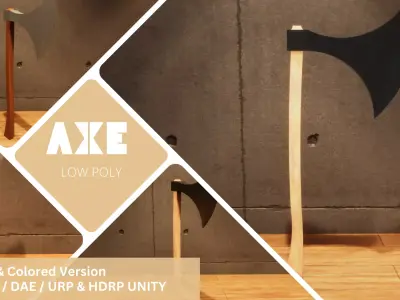 Axe - Lowpoly Textured and Colorbased Free low-poly 3D model