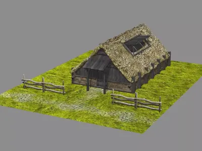 Medieval Viking House 04 Game Ready Low-poly 3D Model Low-poly 3D model