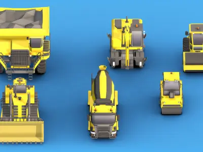 Collection Construction Vehicles Low- Poly Low-poly 3D model