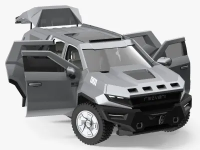 2023 Rezvani Vengeance Armored SUV Lights On Rigged 3D model