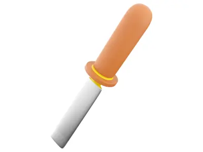 Chisel with wooden handle cartoon icon 3D model