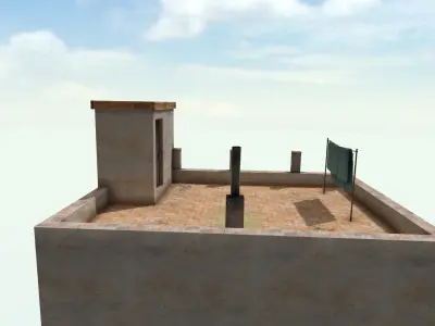Old High-Quality 3D Colonial House Low-poly 3D model 11