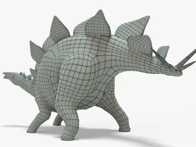 Stegosaurus Rigged Basemesh  Low-poly 3D model