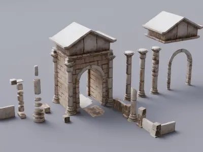 Architecture Old Set Low-poly 3D model
