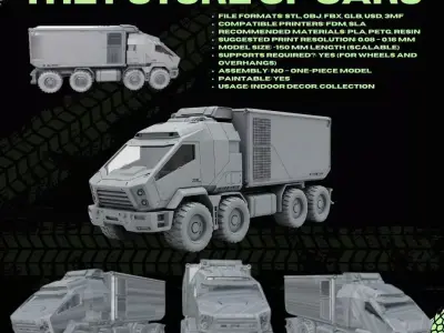 3D Printable Modern Military Transport Truck 3D print model