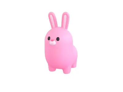 Pink Bunny Character 3D model