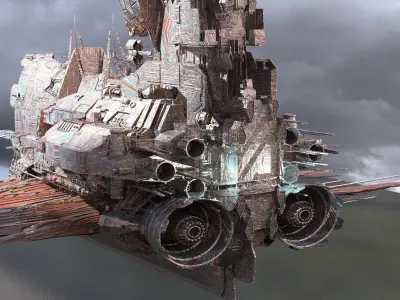 Drake Airship Sci-Fi design 3D model