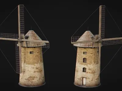 Windmill Medieval Low-poly 3D model