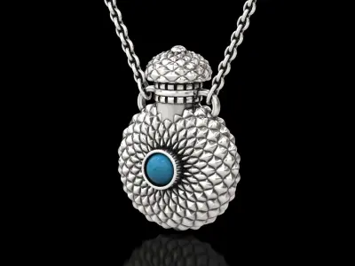 Round Textured Perfume Bottle Pendant 3D print model