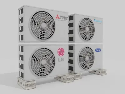 Air condensing unit with 4K texture Low-poly 3D model