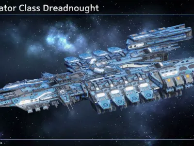 Spaceship Dreadnought Imperator Low-poly 3D model