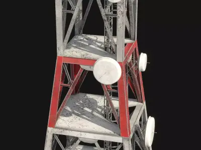 Telecommunication Antenna Tower Low-poly 3D model