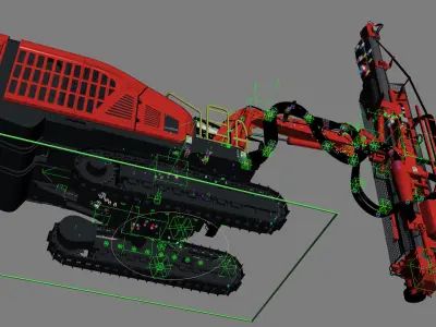 Rigged Surface top hammer drill rig Ranger DX800i 3D model