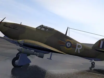 Hawker Hurricane Mk-2c Tropical 3D model