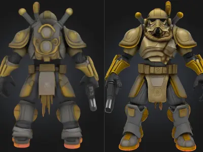 Armored Sci Fi Desert Trooper Low-poly 3D model