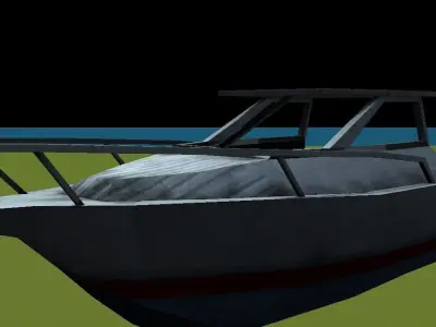 ships boat with cabin Low-poly 3D model