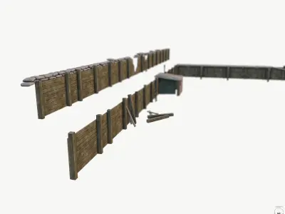 Trench System World War Modular Free low-poly 3D model