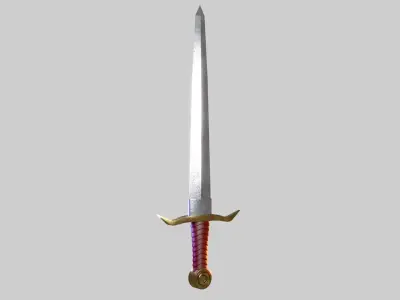 Low Poly Battle Sword - Blender Cycles Render Low-poly 3D model