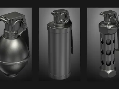 grenades set metal grenade 3D model
