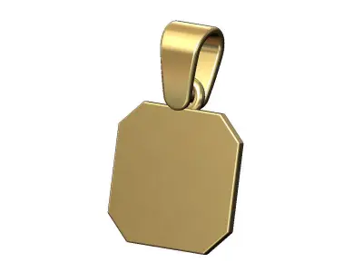Crown heart square emerald shaped pendant charm with bail 3D print model