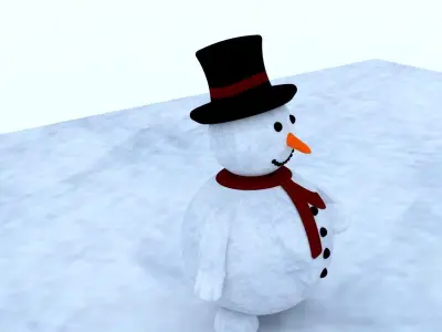 Snowman-2 snowman wearing top hat and scarf 3D model
