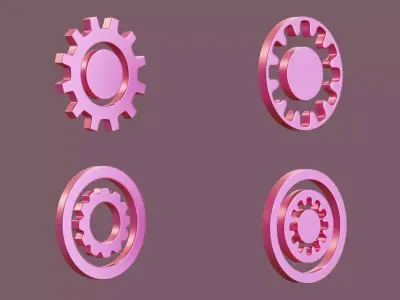 Gearwheel Icon Pack Base Mesh Subdivision Ready for Film Low-poly 3D model