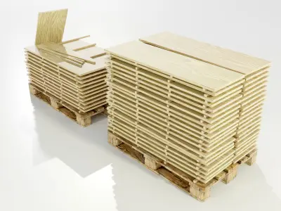 Pallet with wood slabs 3D model