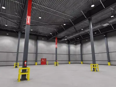 Empty Warehouse Interior Low-poly 3D model