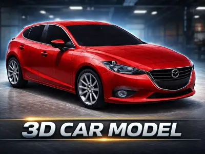 Low Poly Red Hatchback Car 3D Model Low-poly 3D model