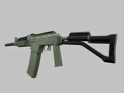 Assault rifle Low-poly 3D model 11
