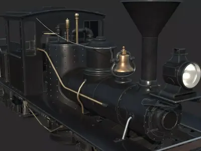 Old-fashioned steam locomotive 3D model