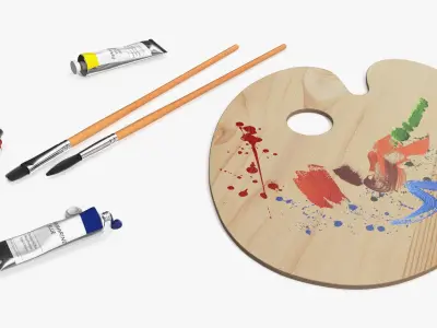  Framed Canvas on Easel with Compact Art Table 