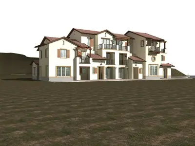 Villa house in middle of field 3D model