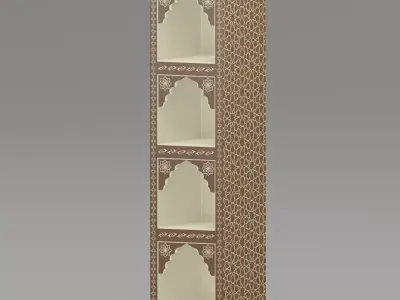  Moroccan wooden bookshelf  3D model