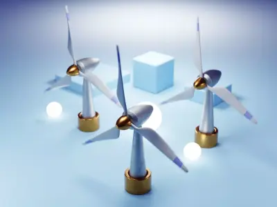 Premium Stylized Wind Turbine Set 3D model