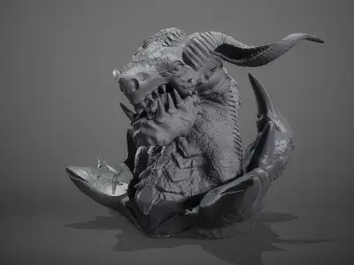 dragon monster  bust head creature 3D model