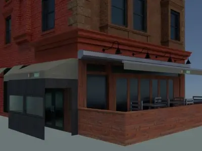 NYC corner building with restaurant Free 3D model