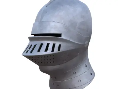 Low Poly Medieval Knight Helmet PBR 4K Armor 3D Model Low-poly 3D model