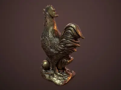 Decorative Rooster Statue Low-poly 3D model