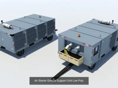 8 Airport Static Ground Support Vehicles Low Poly Blank textures 3D Model Pack