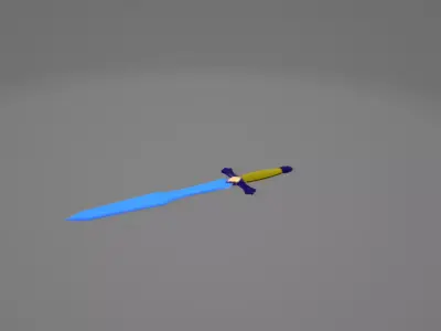 Blue 3D Sword Model for Simple Games 3D model