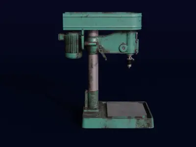Vintage rusted NS-12 drilling machine Low-poly 3D model