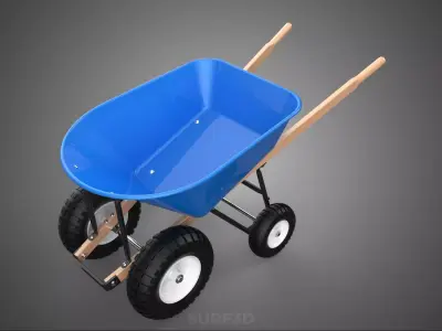 BIG 4 FOUR QUAD WHEELER WHEEL BASE BARROW STEEL PUSH WHEELBARROW 3D model