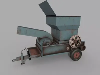 Old Rusted Hay Maker Machine PBR Low-poly 3D model