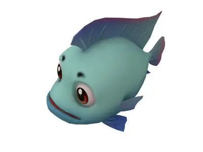 Blue Tilapia Fish Cartoon Animated Low-poly 3D model